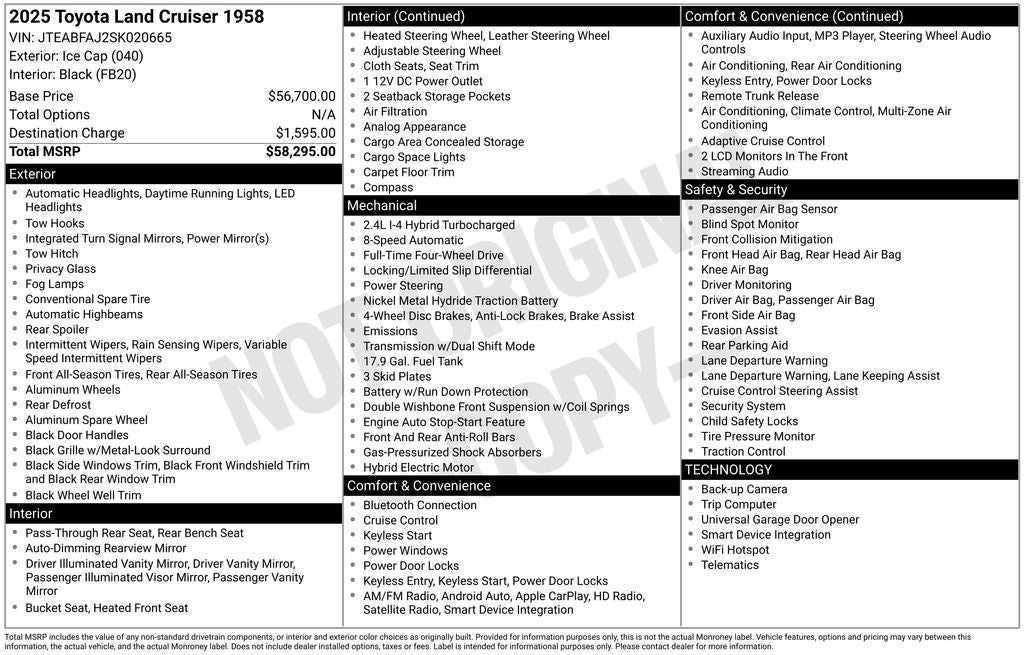 2025 Toyota Land Cruiser 1958