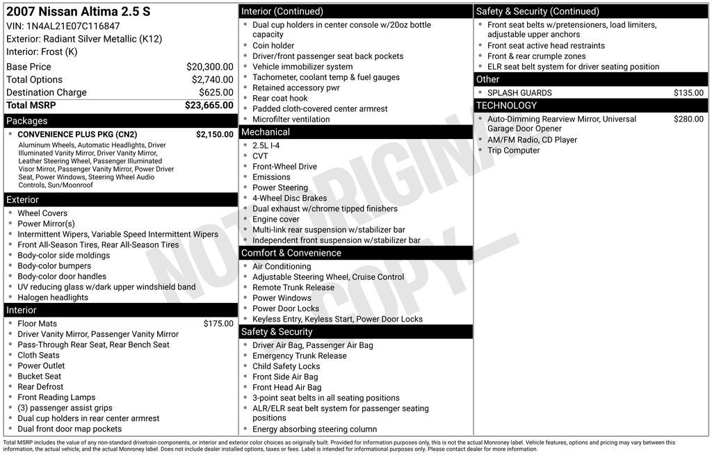 2007 Nissan Altima 2.5 S