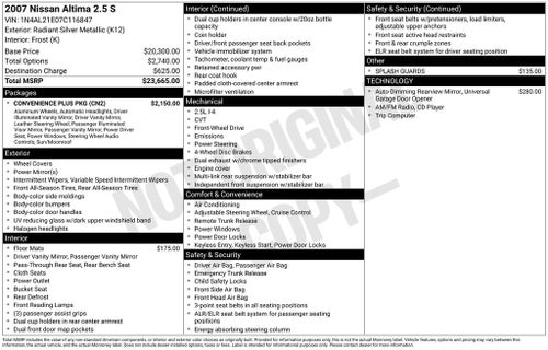 2007 Nissan Altima 2.5 S
