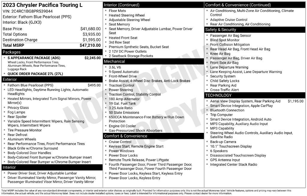 2023 Chrysler Pacifica Touring L