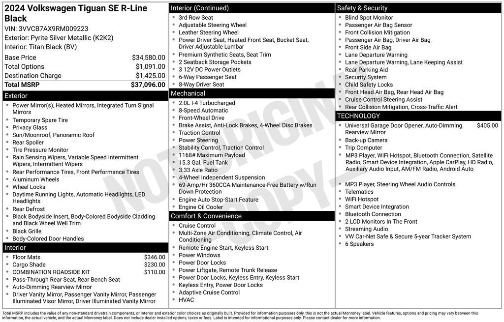 2024 Volkswagen Tiguan 2.0T SE R-Line Black
