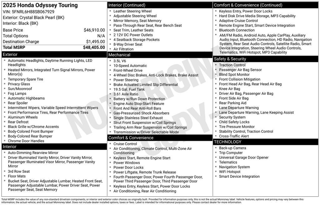 2025 Honda Odyssey Touring