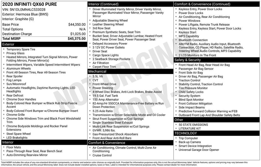 2020 INFINITI QX60 PURE