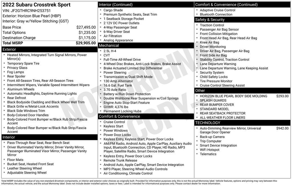 2022 Subaru Crosstrek Sport