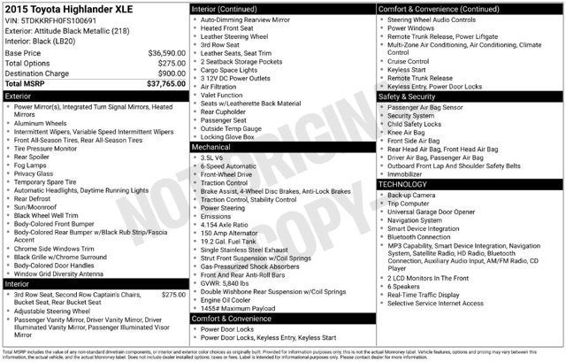 2015 Toyota Highlander XLE V6