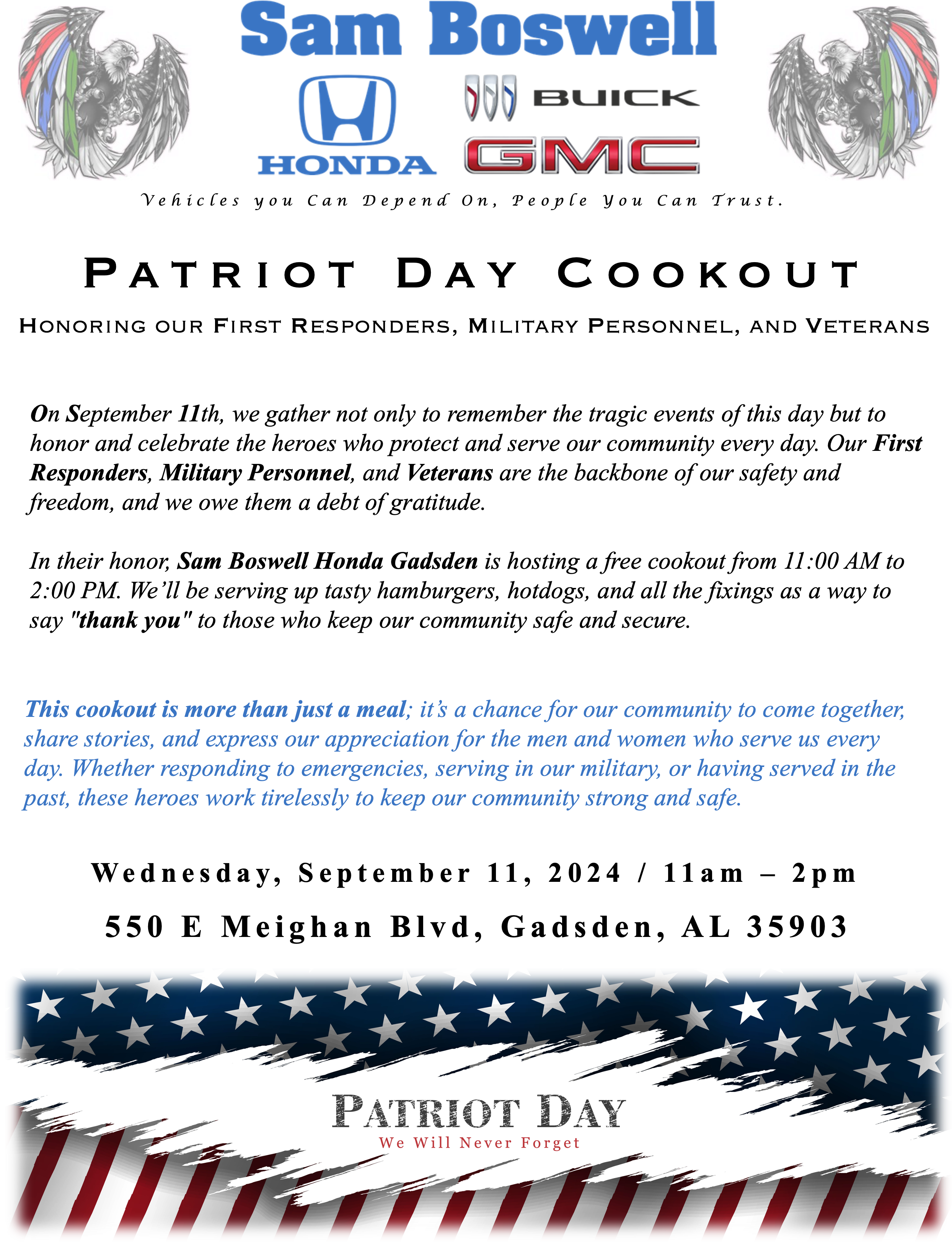 Patriots Day - Cookout