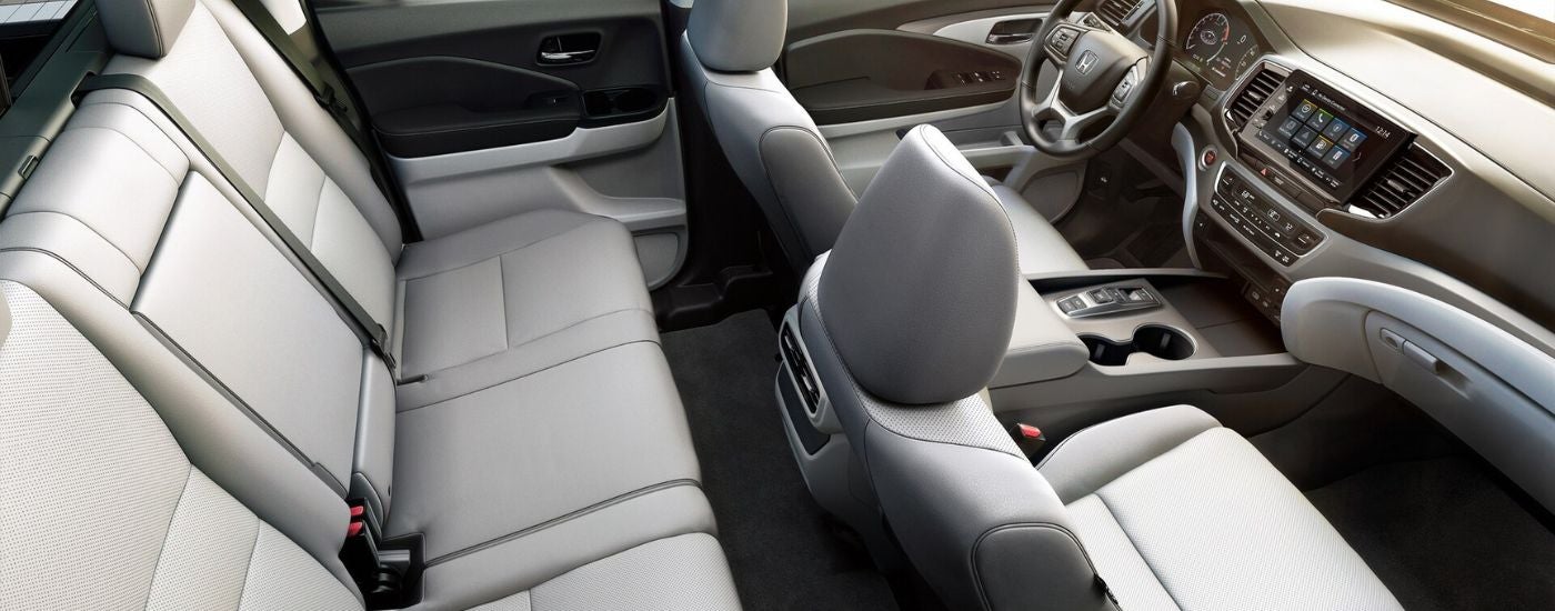 The white interior seating on a 2026 Honda Ridgeline.