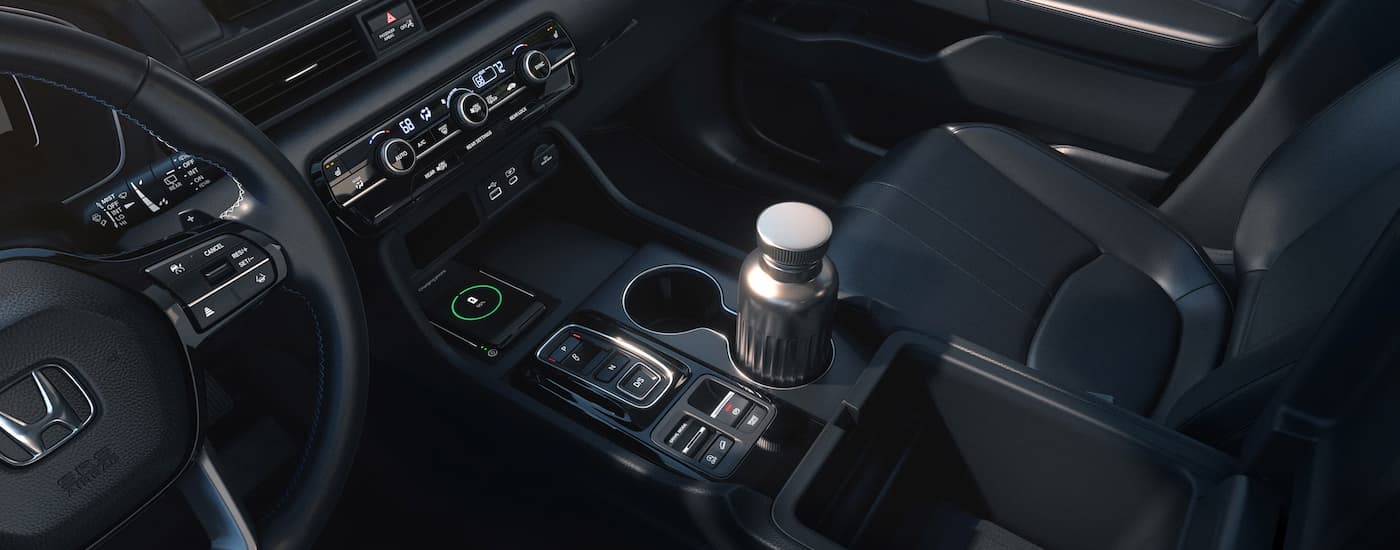 Center console in a 2025 Honda Pilot